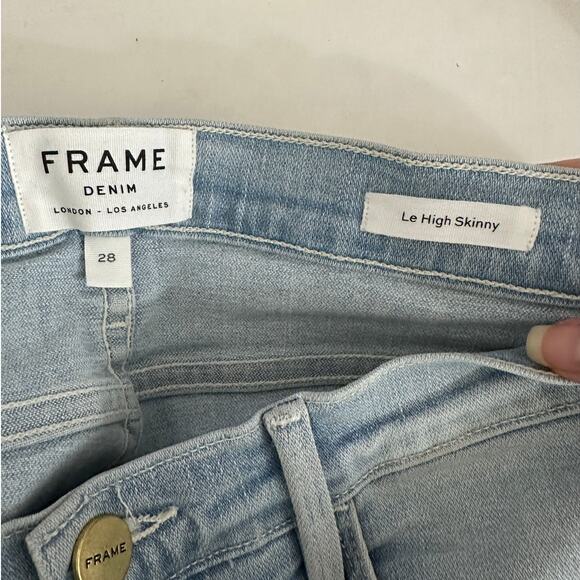 Frame Light Blue Wash Distressed Le High Skinny in Rush Jeans 28 - Picture 11 of 16
